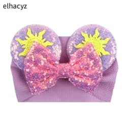 NEW Mouse Ears Baby Headbands For Girls Princess Cosplay Sequin 5"Bow Headwrap Baby Turban Christmas Party DIY Hair Accessory
