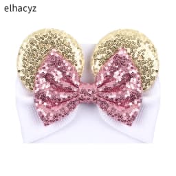 NEW Mouse Ears Baby Headbands For Girls Princess Cosplay Sequin 5"Bow Headwrap Baby Turban Christmas Party DIY Hair Accessory