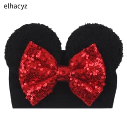 NEW Mouse Ears Baby Headbands For Girls Princess Cosplay Sequin 5"Bow Headwrap Baby Turban Christmas Party DIY Hair Accessory