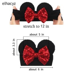 NEW Mouse Ears Baby Headbands For Girls Princess Cosplay Sequin 5"Bow Headwrap Baby Turban Christmas Party DIY Hair Accessory