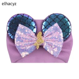 NEW Mouse Ears Baby Headbands For Girls Princess Cosplay Sequin 5"Bow Headwrap Baby Turban Christmas Party DIY Hair Accessory