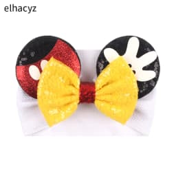 NEW Mouse Ears Baby Headbands For Girls Princess Cosplay Sequin 5"Bow Headwrap Baby Turban Christmas Party DIY Hair Accessory