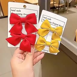 2Pcs/Set Kids Red Bows Hair Clips for Baby Girls Handmade Ribbon Bowknots Hairpins Barrettes New Year Christmas Hair Accessories
