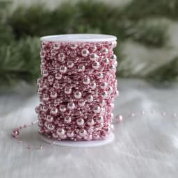 10M 3-8mm Beads Garland Pearl Strands Fish Chain Ribbon for Christmas Tree Wreath Gift Wrapping Decoration