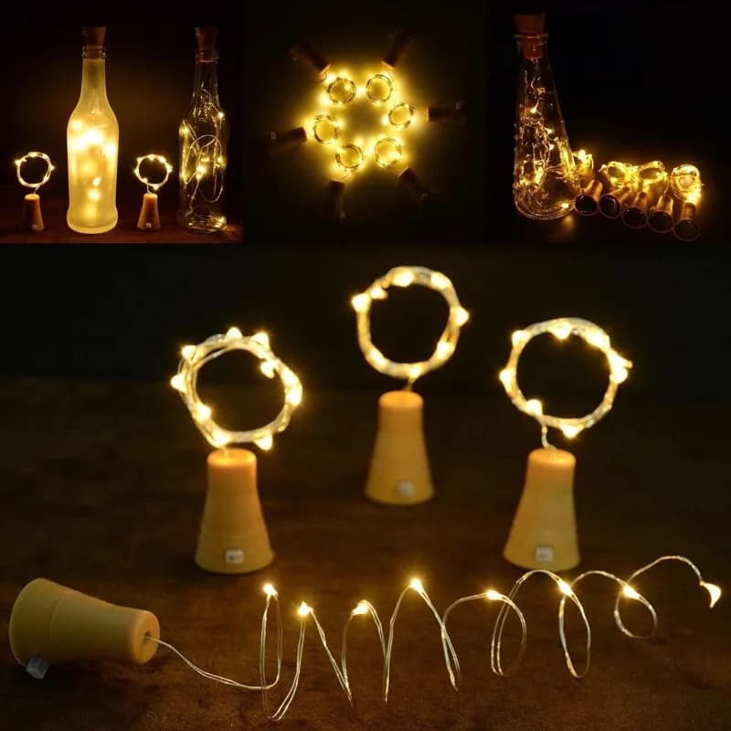 20LED Solar Copper Soft Wood String Lights for Wine Bottles, Parties, Holidays, Christmas, Outdoor, Suitable for DIY, Wedding