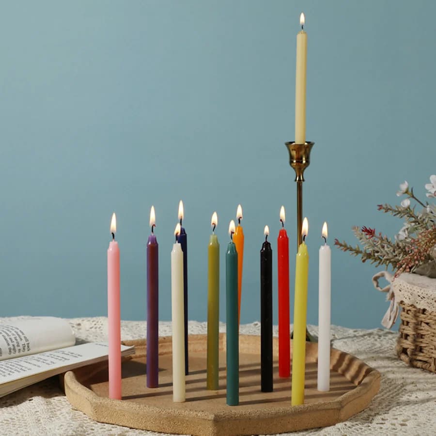 12pc/box Unscented Assorted Colors Mini Taper Candle, Great For Emergency lighting, Rituals, Spells, Wax Play,Christmas Decor