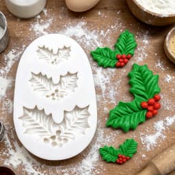 Holly Berry Christmas Silicone Cake Baking Mold Sugarcraft Chocolate Cupcake Mould Fondant Decorating Tools