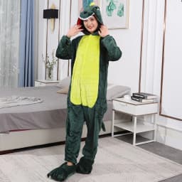 Kigurumi Green Dinosaur Cartoon Pajamas Onesies Women Men Animal Pyjamas Jumpsuits Christmas Halloween Cosplay Party Costumes