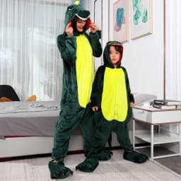 Kigurumi Green Dinosaur Cartoon Pajamas Onesies Women Men Animal Pyjamas Jumpsuits Christmas Halloween Cosplay Party Costumes