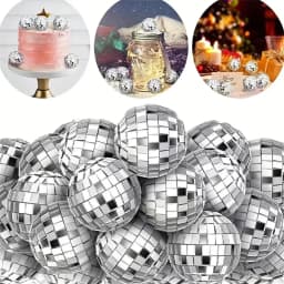 10-30pcs Mini Disco Ball Ornaments Reflective Glass Silver Baubles for Mardi Gras Disco Party Decor Sparkling Christmas DIY Gift