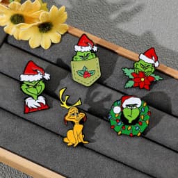 Christmas Movies Enamel Pins Funny Green Furry Monster Brooch Badges Lapel Backpack Jewelry Gift for Fans Wholesale