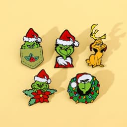 Christmas Movies Enamel Pins Funny Green Furry Monster Brooch Badges Lapel Backpack Jewelry Gift for Fans Wholesale