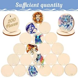 20-50Pcs Natural Unfinished Round Wooden Slices with Hole Wood Discs Blank DIY Crafts Wooden Circles for Wedding Christmas Decor