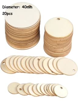 20-50Pcs Natural Unfinished Round Wooden Slices with Hole Wood Discs Blank DIY Crafts Wooden Circles for Wedding Christmas Decor