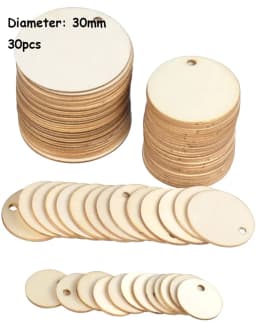 20-50Pcs Natural Unfinished Round Wooden Slices with Hole Wood Discs Blank DIY Crafts Wooden Circles for Wedding Christmas Decor