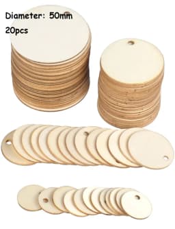 20-50Pcs Natural Unfinished Round Wooden Slices with Hole Wood Discs Blank DIY Crafts Wooden Circles for Wedding Christmas Decor