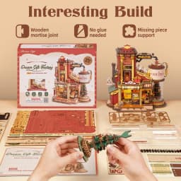 Robotime Wooden Music Box Christmas Dream Gift Factory 3D Wooden Puzzles Wooden Model Kits Build Best Gifts for Adults