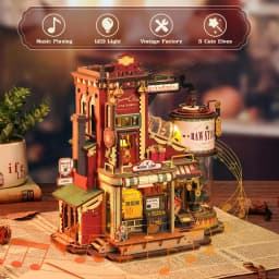 Robotime Wooden Music Box Christmas Dream Gift Factory 3D Wooden Puzzles Wooden Model Kits Build Best Gifts for Adults