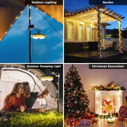 10m LED Reel String Lights Outdoor USB Rechargeable Camping Lamp Solar Fairy Christmas Lights Garden Room Decorative Tent Light