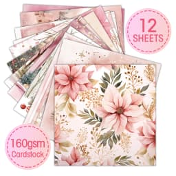 Pink Christmas Scrapbook Paper Pad,12sheets Decorative Craft Papers,Hand Account Material For Junk Journal Background Art Album