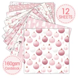 Pink Christmas Scrapbook Paper Pad,12sheets Decorative Craft Papers,Hand Account Material For Junk Journal Background Art Album
