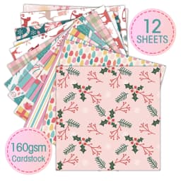 Pink Christmas Scrapbook Paper Pad,12sheets Decorative Craft Papers,Hand Account Material For Junk Journal Background Art Album