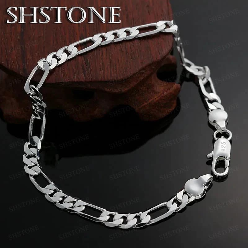 Wholesale charms classic 4MM sideways chain 925 Sterling silver Bracelet for woman boy man jewelry Wedding party Christmas gifts