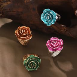Cring Coco Rose Ring Accessories Women's Elegant Charm Enamel Ring Adjustable Plant Ring Jewelry Fashion Women's Christmas Gift