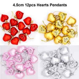 12Pcs Christmas Balls Xmas Tree Hanging Ornaments Ball Heart Stars Gold Red Pendants Merry Christmas Party Decor 2023 New Year