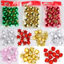 12Pcs Christmas Balls Xmas Tree Hanging Ornaments Ball Heart Stars Gold Red Pendants Merry Christmas Party Decor 2023 New Year
