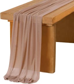 Thin Chiffon Beige Table Runner Table Setting Semi-Sheer Dining Vintage Wedding Party Christmas Banquets Arches Cake Decor