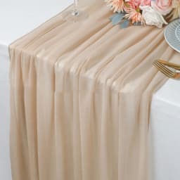Thin Chiffon Beige Table Runner Table Setting Semi-Sheer Dining Vintage Wedding Party Christmas Banquets Arches Cake Decor