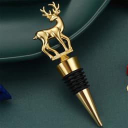 Christmas Deer Wine Bottle Stopper Golden Reindeer Wine Stopper for Party Wedding Xmas Wine Gift Bar Accessories