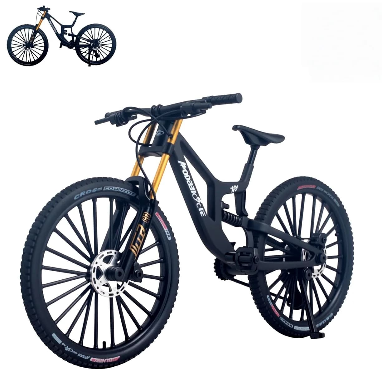 1:6 Scale Alloy Mountain Bike Model Realistic Gear Toy with Front & Rear Shock Absorbers Christmas Gifts for Bicycle Enthusiasts