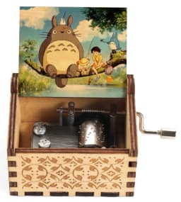 2026 Hot sale Antique carved Wooden Hand Crank Music Box Totoro Music Box figure Christmas Birthday Gift