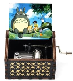 2026 Hot sale Antique carved Wooden Hand Crank Music Box Totoro Music Box figure Christmas Birthday Gift