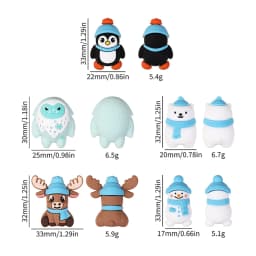 5/10/20pcs Winter-Themed Silicone Bead Christmas Snowman, Penguin,Polar Bear Designs for DIY Jewelry Keychains Making