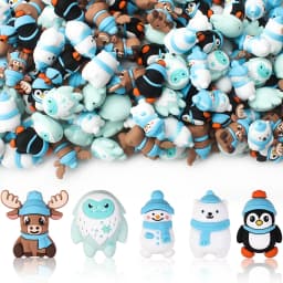5/10/20pcs Winter-Themed Silicone Bead Christmas Snowman, Penguin,Polar Bear Designs for DIY Jewelry Keychains Making