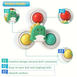 3PCS Suction Cup Rotating Toy for Baby Hand-eye Coordination Educational Training, Bath & Travel Toy, Birthday Christmas Gift