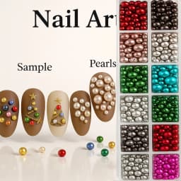 12Grids Christmas Red/Green Pearl Nail Rhinestone Mixed Size Pearlescent Colorful Beads Nali Charms Full Circle Pearl Manicure