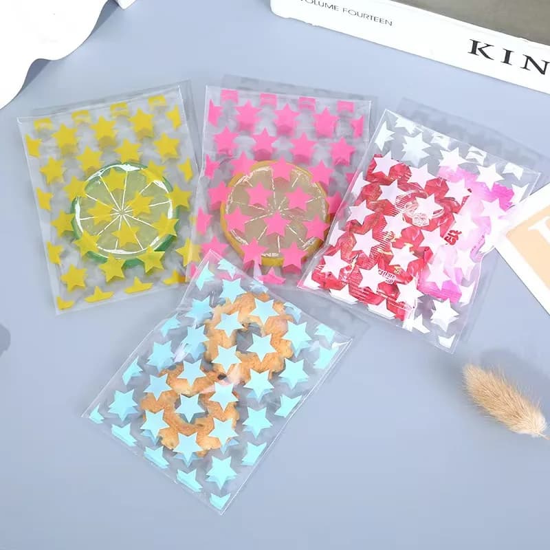 50/100PCS Star Self-adhesive Bag Candy Cookie Bag DIY Card Jewelry Self Adhesive Christmas New Year Gift Packaging Bag