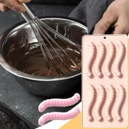 Food-Grade Silicone Gummy Worm Mold Candy Baking Pan Worm Fondant Molds Home Kitchen Supplies, Halloween Christmas Treats