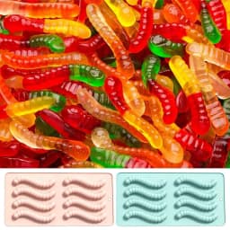 Food-Grade Silicone Gummy Worm Mold Candy Baking Pan Worm Fondant Molds Home Kitchen Supplies, Halloween Christmas Treats