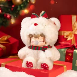 ROBOTIME Rolife Nanci Christmas Bear Plush Pendant Soft Lambswool Keychain for Bag Classic Holiday Decor Ideal Gift For Girl