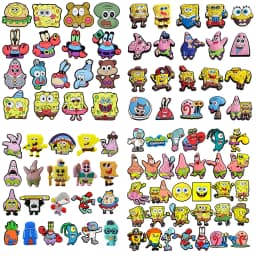 12-32pcs Spongebob Shoe Charms For Slides Sandals,Cartoon Shoe Decorations Accessories Buckle For Christmas Birthday Party Gift