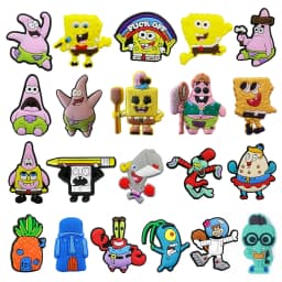 12-32pcs Spongebob Shoe Charms For Slides Sandals,Cartoon Shoe Decorations Accessories Buckle For Christmas Birthday Party Gift