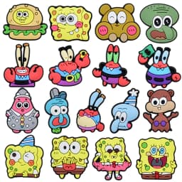 12-32pcs Spongebob Shoe Charms For Slides Sandals,Cartoon Shoe Decorations Accessories Buckle For Christmas Birthday Party Gift
