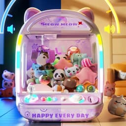 DIY Purple Automatic Doll Machine Kids Coin Operated Play Game Mini Claw Catch Toys Crane Machines Music Doll for Christmas Gift