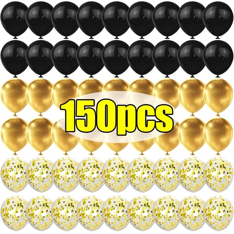 Wholesale Latex Balloons Shiny Sequin Black and Gold Inflatable Balloon for Wedding Party Birthday Christmas Home Decor Supplies
