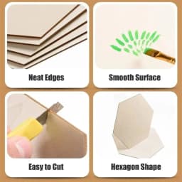 10-120mm Wooden Hexagon Blank Slices Unfinished Wood Discs Hanging Embellishments Art Crafts for DIY Crafting Wedding Christmas